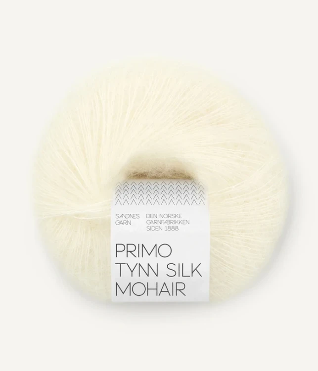 Primo Tynn Silk Mohair Sandnes Garn 1012 włóczka z Super Kid Mohair i jedwabiem kolor ecru