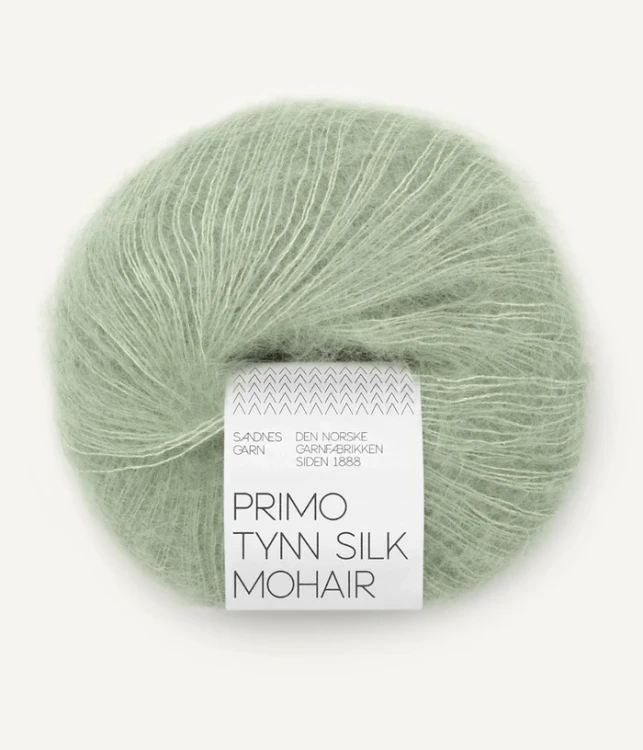 Primo Tynn Silk Mohair Sandnes Garn 8521 włóczka z Super Kid Mohair i jedwabiem kolor blady zielony