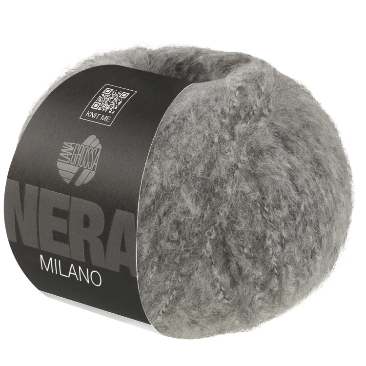 Lana Grossa Milano kolor 01, szary – puszysta włóczka baby alpaka i merino