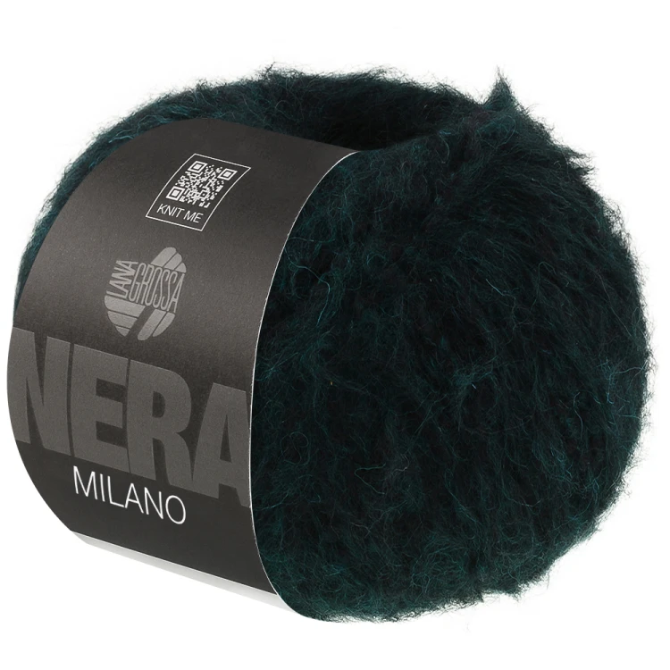 Lana Grossa Milano kolor 08, czarno-zielony – włóczka baby alpaka i merino
