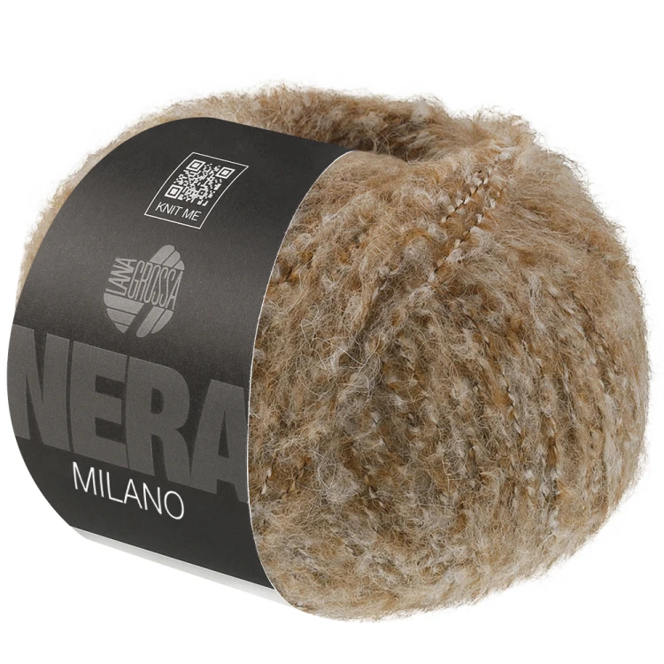 Lana Grossa Milano kolor 09, brąz i beż – włóczka baby alpaka i merino