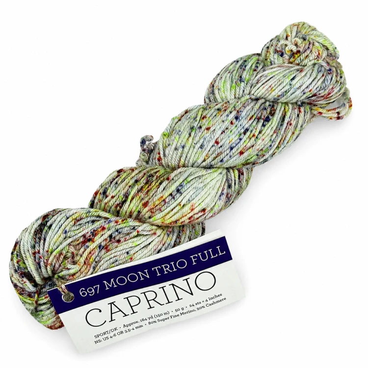 włóczka Caprino Moon Trio Full Malabrigo merino z kaszmirem w kolorze jasnym nakrapianym