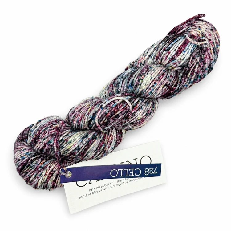 włóczka Caprino Cello Malabrigo merino z kaszmirem w kolorze jasnym nakrapianym