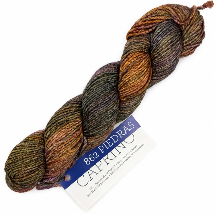 Włóczka Caprino Malabrigo w kolorze Piedras odcienie brązów i fioletu