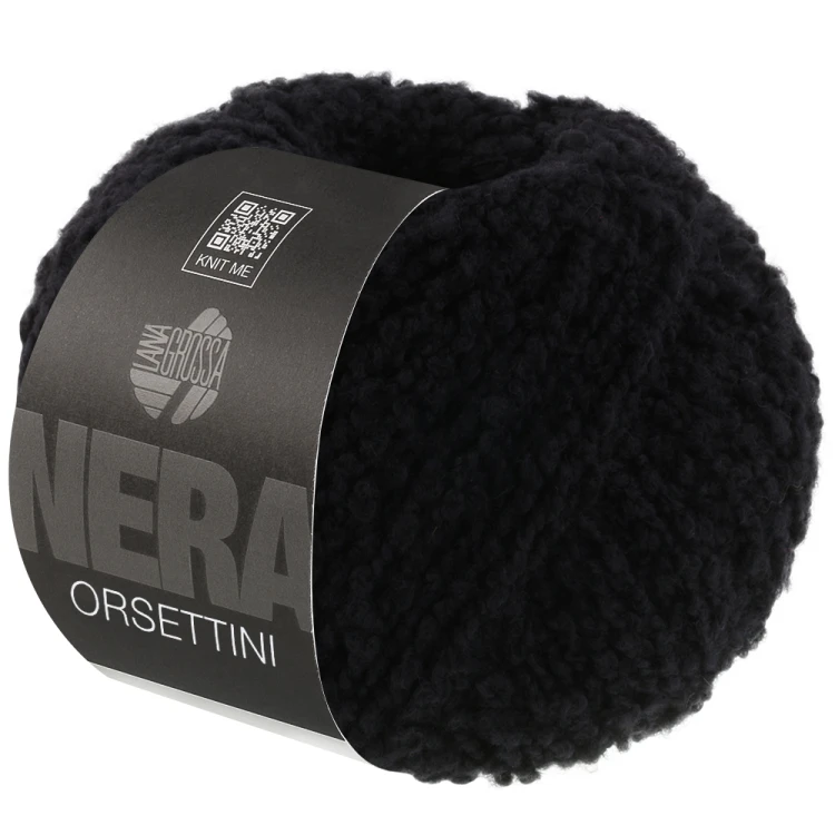 Lana Grossa Orsettini kolor 06 czarny – włóczka bouclé merino