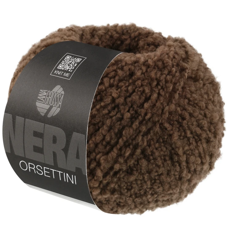 Lana Grossa Orsettini kolor 05 brązowy – włóczka bouclé merino