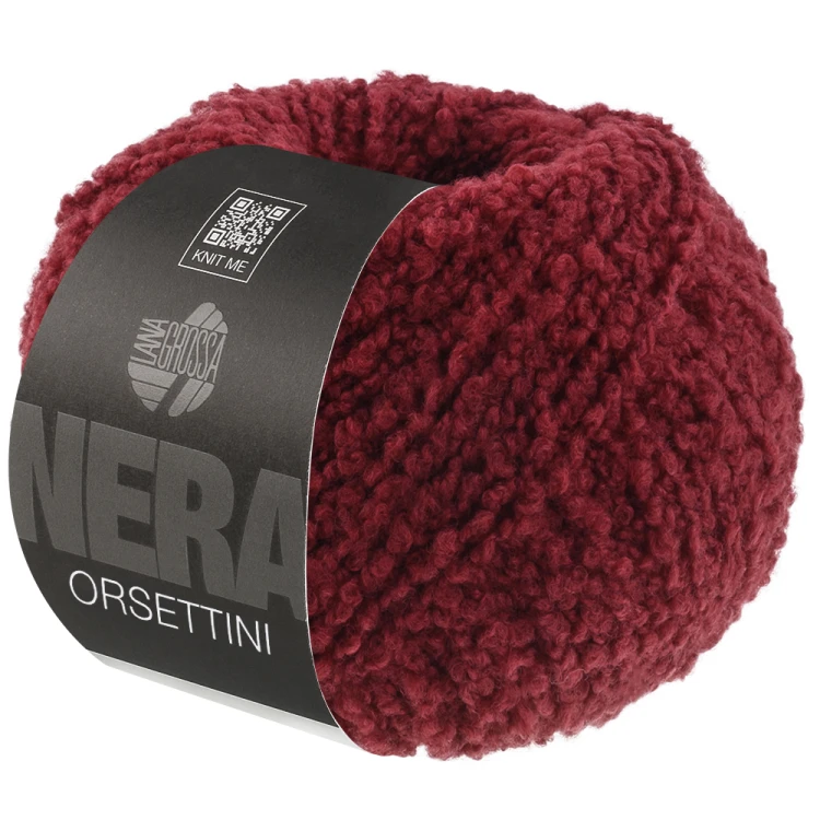 Lana Grossa Orsettini kolor 03 burgundowy – włóczka bouclé merino