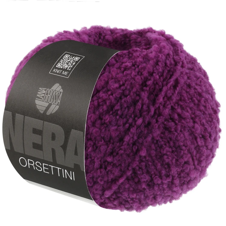 Lana Grossa Orsettini kolor 02 fiolet biskupi – włóczka bouclé merino