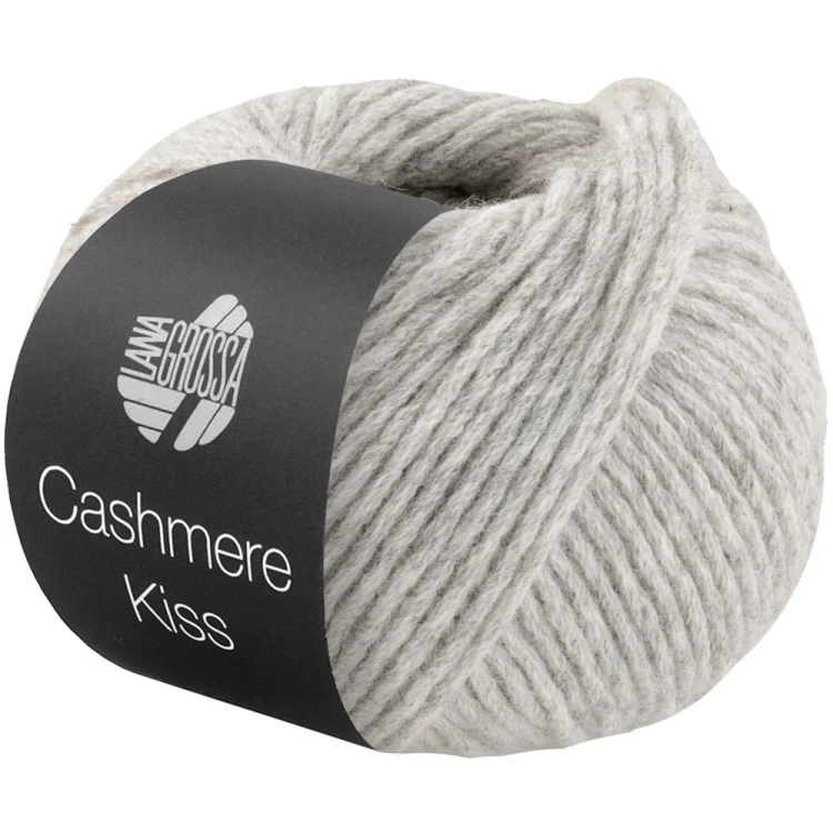 Cashmere Kiss Lana Grossa - włóczka merino superfine z 30% kaszmiru kolor 105 jasny popielaty