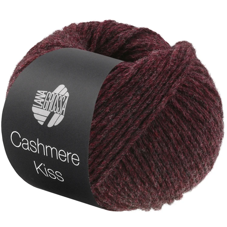Cashmere Kiss Lana Grossa - włóczka merino superfine z 30% kaszmiru kolor 130 bordowy melanżowy