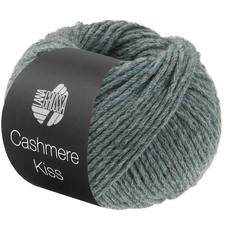 Cashmere Kiss Lana Grossa - włóczka merino superfine z 30% kaszmiru kolor 134 jasny szarawo zielonkawy melanż