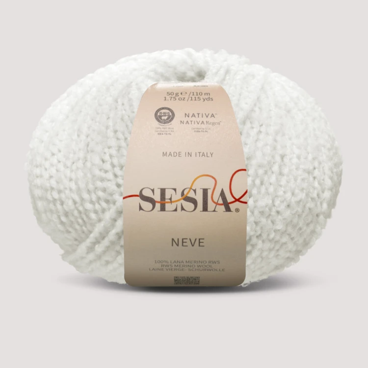Neve Sesia – puszysta strukturalna włóczka ze 100% merino kolor naturalny kremowy ecru 0207