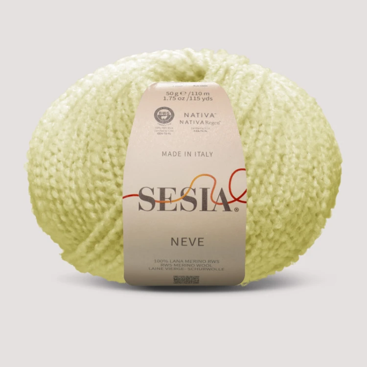 Neve Sesia – puszysta strukturalna włóczka ze 100% merino kolor blady żółty słomainy 0099