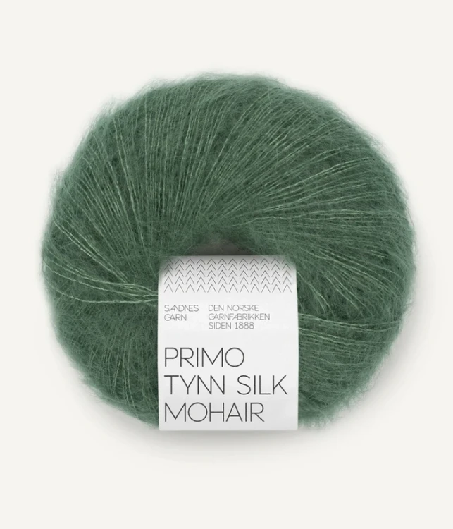 Primo Tynn Silk Mohair Sandnes Garn 8073 włóczka z Super Kid Mohair i jedwabiem kolor zielony
