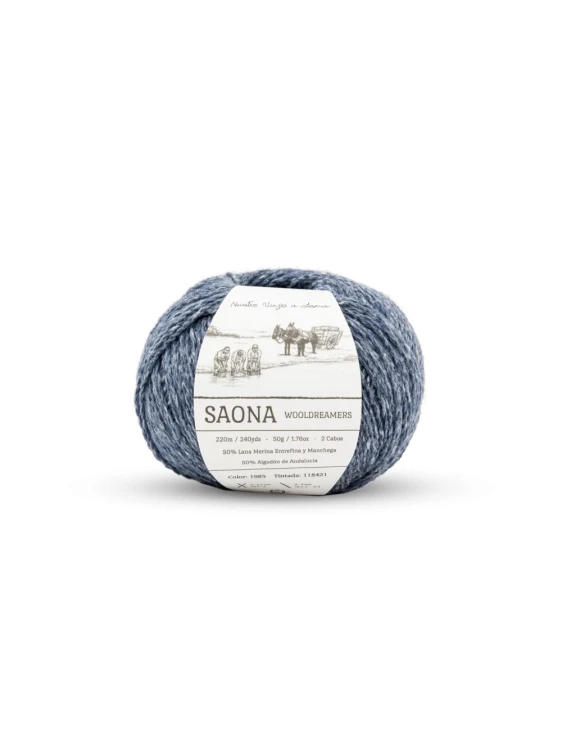 Saona Wooldreamers - włóczka z lokalnej hiszpańskiej wełny i bawełny z Andaluzji 50 g 220 m kolor 1985