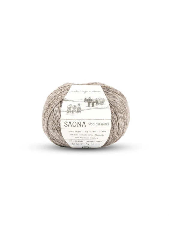 Saona Wooldreamers - włóczka z lokalnej hiszpańskiej wełny i bawełny z Andaluzji 50 g 220 m kolor Guthrie