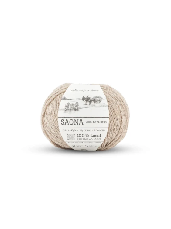 Saona Wooldreamers - włóczka z lokalnej hiszpańskiej wełny i bawełny z Andaluzji 50 g 220 m kolor Sarichef