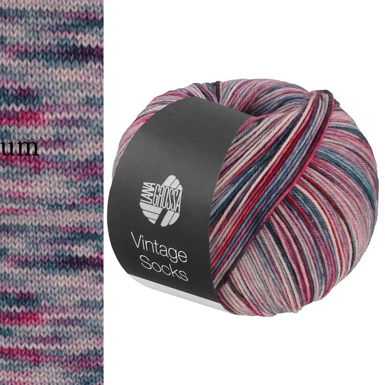 włóczka Lana Grossa Vintage Socks Multi kolor 1051 - róż szarość pink fiolet