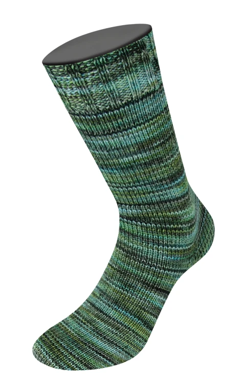 włóczka skarpetkowa Lana Grossa Vintage Socks Multi kolor 1057 - zieleń mech jadeit ciemna zieleń