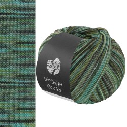 włóczka Lana Grossa Vintage Socks Multi kolor 1057 - zieleń mech jadeit ciemna zieleń