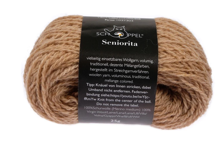 Seniorita Schoppel Wolle wełna merino kolor 7156 kamelowy brąz