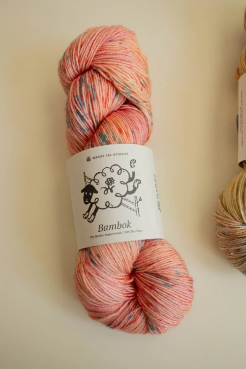 Włóczka Bambok Manos del Uruguay kolor Pomelo ręcznie farbowane merino z bambusem, motek 100 g