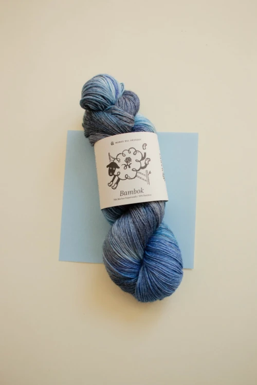 Włóczka Bambok Manos del Uruguay kolor Freshwater - ręcznie farbowane merino z bambusem, motek 100 g
