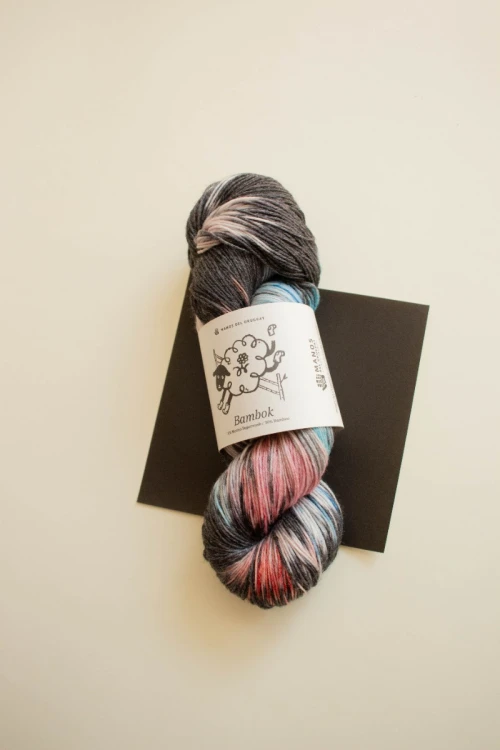 Włóczka Bambok Manos del Uruguay kolor Tartan - ręcznie farbowane merino z bambusem, motek 100 g