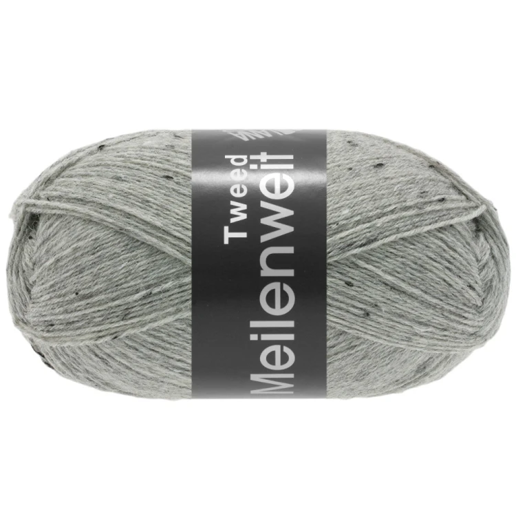 Meilenweit 100 Tweed Lana Grossa 110 – jasnoszara wełna skarpetkowa tweed