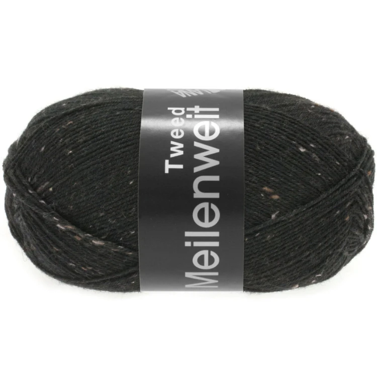 Meilenweit 100 Tweed Lana Grossa 126 – czarna włóczka skarpetkowa tweed