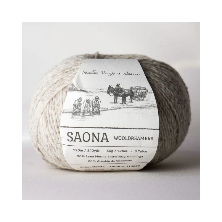 Saona Wooldreamers - włóczka z lokalnej hiszpańskiej wełny i bawełny z Andaluzji 50 g 220 m kolor Ozetta