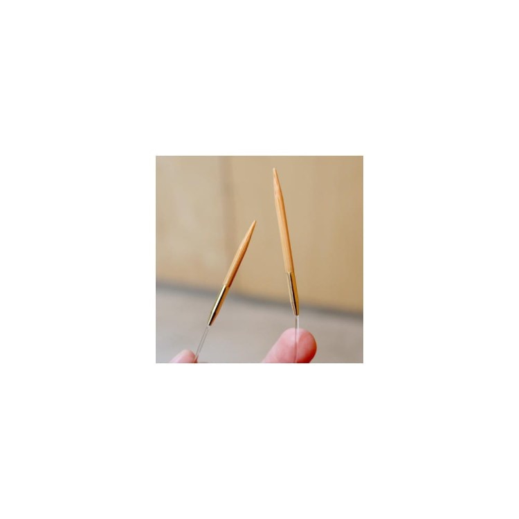 Druty bambusowe Shirotake na żyłce 23 cm asymetryczne (KA Seeknit)